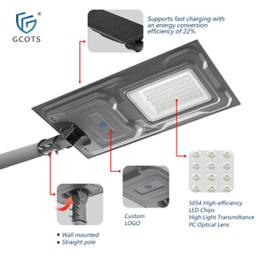 ไฟถนนพลังงานแสงอาทิตย์เชิงพาณิชย์ 150lm/W IP65 สำหรับภายนอกอาคาร แบตเตอรี่ลิเธียมไอรอนฟอสเฟต 25.8 วัตต์ชั่วโมง สำหรับถนน ลานจอดรถ และฟาร์ม - Product Image 2