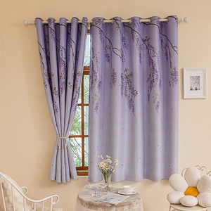 Tamaño personalizado decorar <span class=keywords><strong>puerta</strong></span> baño restaurante <span class=keywords><strong>cocina</strong></span> privacidad impreso flor violeta tela opaca <span class=keywords><strong>cortinas</strong></span> cortas <span class=keywords><strong>para</strong></span> <span class=keywords><strong>ventana</strong></span> - Product Image 4