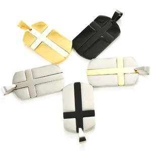 Colliers pendentifs en acier inoxydable en forme de croix pour hommes et femmes, style hip-hop, punk rock, bijoux religieux avec prière du Seigneur - Product Image 1