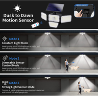 Lámpara de Pared LED de Seguridad con Energía Solar 278/338B - Lámpara Proyectora Multicabezal con Sensor de Movimiento Humano