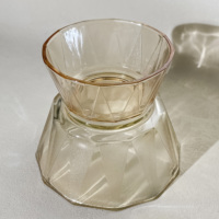 Bol à salade en verre irrégulier à motif diamant écologique personnalisé de haute qualité en ambre, assiette à fruits et légumes