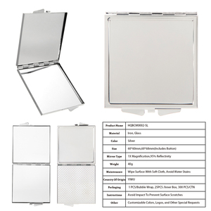 Wholesale Custom Logo Square <b>Compact</b> <b>Mirror</b> Silver Metal Double Sided Pocket Makeup <b>Mirror</b> Personalized Blank Folding Metal - Product Image 3