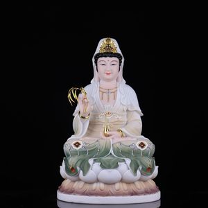 Statue de Bouddha Guanyin Bodhisattva en jade blanc creux, provenant de la montagne Putuo de la mer du Sud de Chine, déité porteuse de bénédictions pour les enfants, symbole de paix et de sécurité - Product Image 2