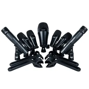 Mikrofon kit drum dinamis, alat musik 7 jenis mikrofon untuk pita kinerja panggung