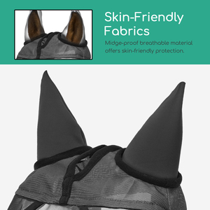 Nobleza Black Horse Care Fly Mask con funzione Anti-zanzara traspirante copre le orecchie - Product Image 3