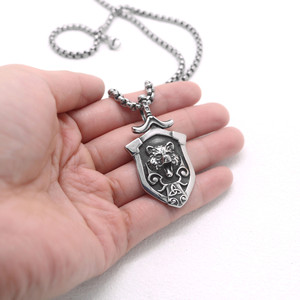Yunnique – collier avec pendentif bouclier de loup unisexe en acier inoxydable, bijoux de style minimaliste pour hommes et femmes, accessoire de mode - Product Image 3