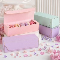 Boîte à macarons rose pastel avec insert en papier et couvercle transparent, 6 ou 12 compartiments, emballage pour biscuits français, boîte cadeau, vente en gros