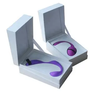Kotak hadiah putih kardus tutup berengsel kecil desain kustom dengan pita untuk mainan seks kotak kemasan produk dewasa