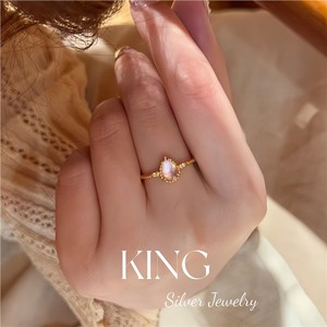 Bague Goutte d'Eau en Argent Plaqué Or avec Nacre Rose pour Femme - Collection King Silver Jewelry - Product Image 4