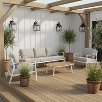 Ensemble de 4 canapés d'extérieur modernes de luxe en aluminium imperméable et confortable avec table basse pour hôtel et jardin – Mobilier de salon durable