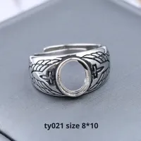 Europäischer Retro-Ring mit Antik-Silber-Kupfer-Beschichtung, Offener Ring mit Eingelegtem Bernstein, DIY-Ringrohling Großhandel