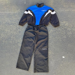 Factory Custom Men Zip up Jackets and Nylon Track Pants Joggers Set Lightweight <b>Black</b> Sweatsuit <b>Windbreaker</b> Tracksuit - Product Image 3