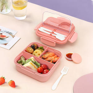Bencircle N08-1 Cute Custom Logo Kids Bento Lunch Box <b>Plastic</b> Meal Prep <b>Container</b> with Heatable Compartments and Cutlery - Product Image 4