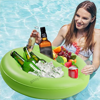 Plateau alimentaire de piscine flottant gonflable à 4 trous Bar de service glacière de piscine