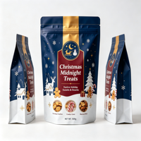 Sachet d'emballage refermable à fermeture éclair, résistant à l'humidité, à thème de Noël, pour noix, chocolats, biscuits, cadeaux et bonbons