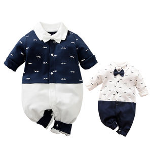 Ropa para Recién Nacidos, Moda para Bebés, 100% Algodón, Primavera/Otoño, Mono para Bebé Niño con Corbata de Lazo, Romper para Bebé, Venta al por Mayor - Product Image 1