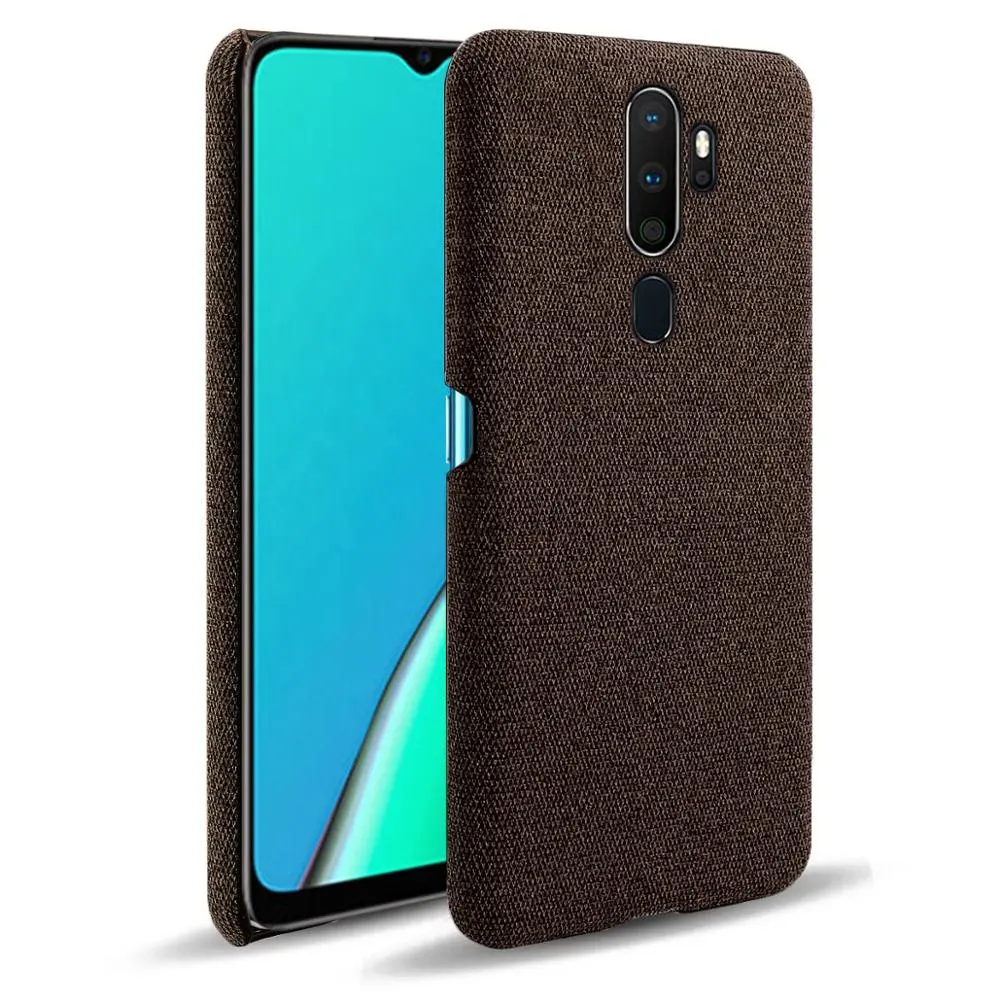 New Arrival Soft TPU Bumper Hybrid PC+PU Leather Canvas Pattern Phone Back Cover Case For OPPO A9 2020