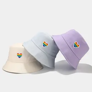 BSBH 하이 퀄리티 사용자 정의 자수 하트 로고 야외 스포츠 UV 보호 뒤집을 수 있는 모자 남여 공용