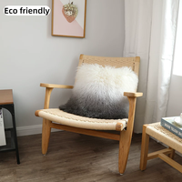 Coussin en fourrure de mouton tibétain dégradé, luxueux et moelleux, en peau de mouton naturelle, pour la décoration intérieure