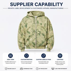 Men Camouflage Print <b>Zip</b> <b>Hoodie</b> Fleece Regular Fit Casual Hooded Sweatshirt with Kangaroo <b>Pocket</b> and Adjustable Hood - Product Image 2