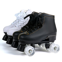 Meilleures ventes : Patins à roulettes quad à 4 roues en cuir noir, patins de patinoire professionnels pour adultes