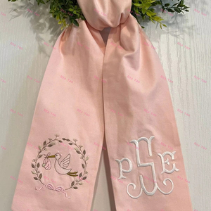 字母组合婴儿蝴蝶结襁褓毯婴儿礼品粉色襁褓毯带蝴蝶结新生儿蝴蝶结包裹腰带围兜套装2025 - Product Image 4