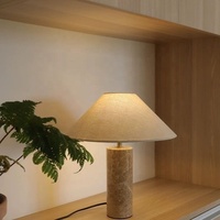 Lampe de table en marbre naturel de luxe Nodric Designer avec abat-jour en tissu, lampe de chevet pour chambre d'hôtel, lampe de lecture