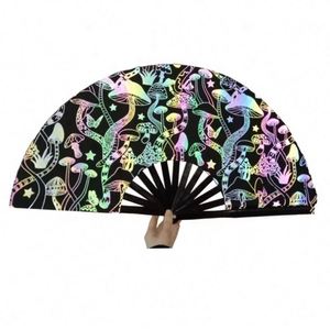 Abanico Plegable de Bambú Reflectante de 33 cm, Estilo Arte Folclórico, para Decoración del Hogar, Regalo Empresarial y Promocional con Diseño Musical - Product Image 4