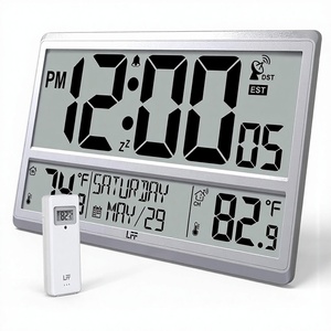 Horloge atomique LFF au design classique, chiffres de 45 pouces, horloge murale, température intérieure, n'a jamais besoin d'être réglée, fonctionne sur piles, date et heure - Product Image 1
