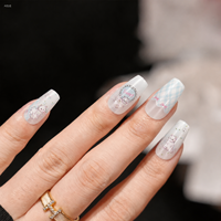 Faux ongles à presser Baby Blue Sheep Story, courts et effilés, motif écossais avec nœud, style Sweet Girl, faits main