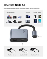 Adaptateur de charge USB-C vers lunettes RayNeo, prend en charge la charge PD 100W, compatible 4K 60 Hz avec Switch 2, fabriqué par Intel