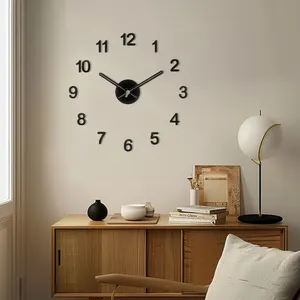 Reloj de pared creativo de 18 pulgadas estilo Art Deco con diseño Circular sin marco DIY moderno 3D cuerpo de plástico aguja pantalla sala de estar