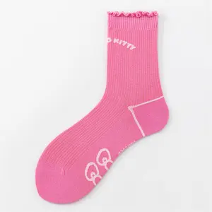 Entrega rápida lindos calcetines de algodón Jacquard rosa para mujer lentejuelas transpirables divertidos dibujos animados verano elegante acogedor diseñador calcetín Casual