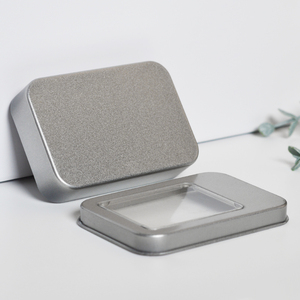 Boîte en fer blanc rectangulaire écologique de style nouveau, couleur argent personnalisée, petite boîte vide pour patchs à ongles, étui portable avec couvercle à fenêtre - Product Image 5