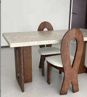 Chaise de salle à manger en bois massif, dossier ajouré créatif, style rétro français minimaliste, rembourrée en mousse haute densité, pour hôtel, maison, bureau