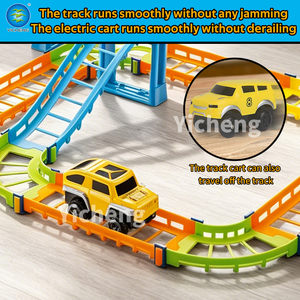 Ensemble de piste de course rapide 95 pièces pour enfants, piste modulaire flexible 3D à construire soi-même avec voiture électrique, jouets de construction et de course en plastique haute vitesse - Product Image 5