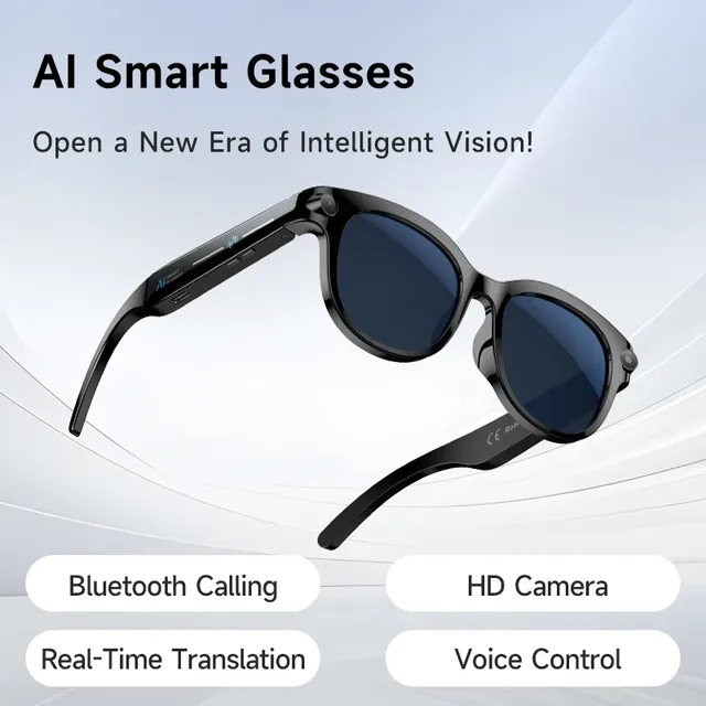 AI Smart Glasses M89 Real-time Translation Dual Camera Voice Control Call Audio Video Music Intelligent Sunglasses