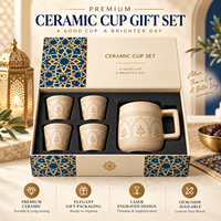 Ensemble de tasses en céramique de qualité supérieure avec un design géométrique élégant gravé au laser, ensemble de tasses à café en céramique en gros