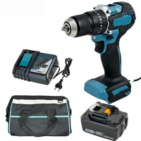 Perceuse électrique 18V 13mm avec chargeur de batterie, ensemble d'outils électriques industriels 3-en-1, perceuse à percussion légère pour le bricolage