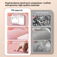 Tapis de yoga TPE domestique, antidérapant double face, épaisseur 6mm, 185cm, lignes de guidage asana, avec sangles, silencieux,