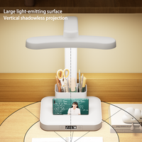 Lampe de bureau LED pliable multifonctionnelle moderne avec horloge, lumière de lecture et d'étude protectrice pour les yeux, 3 couleurs réglables, commande tactile, rechargeable