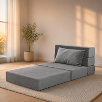 Surmatelas convertible pliable en trois parties pour adultes, mousse haute densité, housse en lin amovible, design pliable, pour chambre à coucher et école
