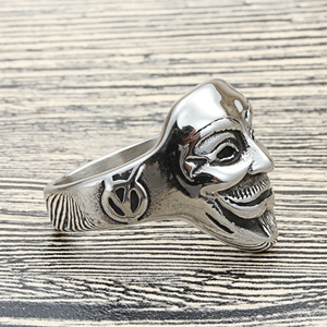 Men's Titanium Steel Clown Mask <b>Ring</b> Retro Punk Style Skeleton Design Gift Jewelry 27054 - Product Image 3