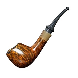 Muxiang Handmade Burl Wood Tobacco Pipe Bent Type Gold Contrast Smooth Finish Smoking Accessory For Men - Product Image 5