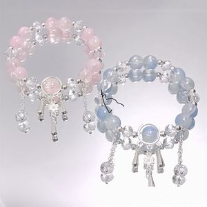 Pulsera de cuentas de cristal con esmalte cristalino, estilo campanas de viento, de fantasía, con cuentas de cristal craquelado tipo palomitas de maíz, colorida - Product Image 1
