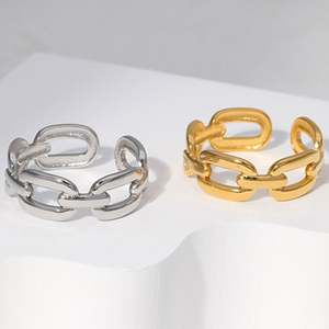 Anillos de Acero Inoxidable con Diseño de Cadena Chapada en Oro de 18K, Estilo Punk, de Buena Calidad, para Hombre - Product Image 3