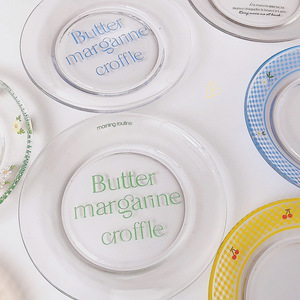 Petite <span class=keywords><strong>assiette</strong></span> en verre transparente, résistante aux micro-ondes et aux hautes températures, motif végétal, <span class=keywords><strong>assiette</strong></span> plate pour fruits, gâteaux et desserts - Product Image 3