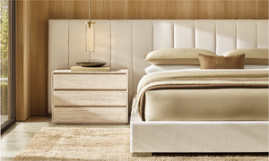 Juego de dormitorio americano moderno y sencillo Sassanid OEM, el más demandado, con plataforma extendida y canales verticales de tela. - Product Image 4