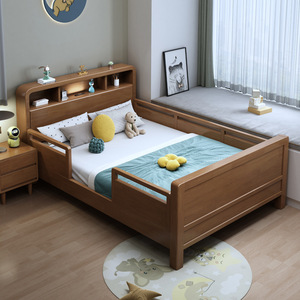 Dazhang Jiaju Solid Wood Children's Bed Twin Size With Guardrail <b>Storage</b> Minimalist Style For <b>Kids</b> Bedroom - Product Image 2