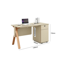 Bureau de travail avec armoire latérale et pieds en bois couleur beige sable avec tiroir pour mobilier de bureau à domicile, vente en gros directe d'usine